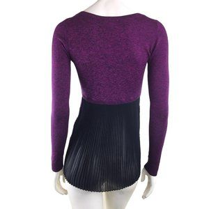Express Small Marled Purple Black Pleated Back Pullover Scoop Neck Sweater 4-6